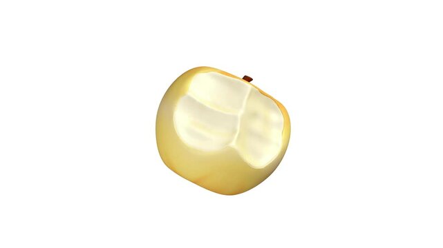 Bitten Yellow Apple motion of 3d icon. Apple 3d icon animation.