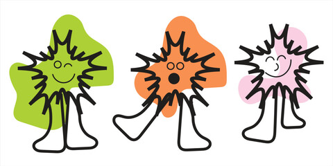 Funny Geometric Monster Mascot Illustrations in Bright Colors