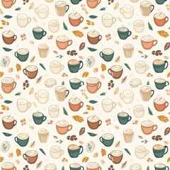 seamless background with coffee cups