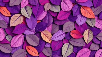 Vibrant Purple and Orange Autumn Leaves Background