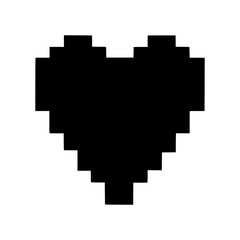 Pixel Heart Icon - Black & White Vector