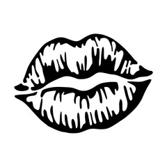 Obraz premium Black Lips Outline Vector Graphic