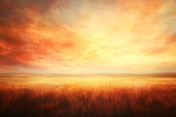 Golden sunset over a vast field