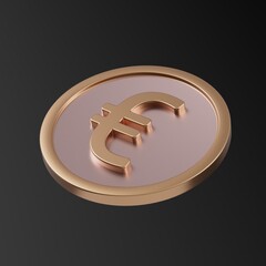 Euro. Euro money sign. 3d illustration. Euro gold coin. Currency. Finance