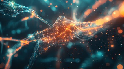 Obraz premium Abstract network of glowing particles.