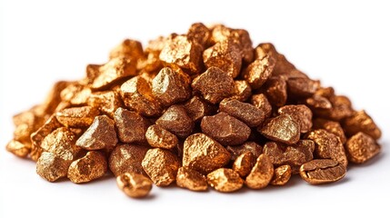 Obraz premium Pile of shiny, golden nuggets, isolated on white