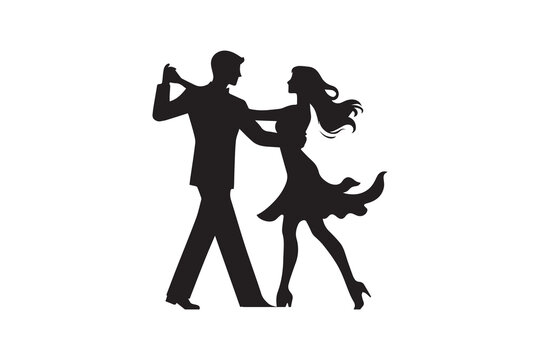 simple and unobtrusive dancing couple vector silhouette illustration isolated in white background