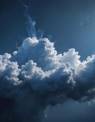 Naklejka premium Deep blue canvas, delicate cloud filaments reaching down , summer, desktop