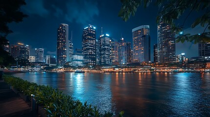 Digital lights decorating the futuristic skyline high resolution picture