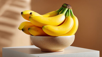 Bowl of bright bananas illuminated stage
