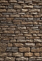 Obraz premium Rustic stacked stone wall, horizontal texture Dry-stacked, natural stone, rough surface , masonry, vintage