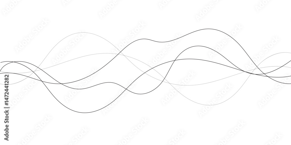 Poster a minimalist abstract image featuring multiple, interwoven, wavy lines in varying thicknesses and da