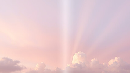 Heavenly Light Beams Forming Vertical Rectangular Border with Soft Clouds and Pastel Sky Divine Frame, Serene Spiritual Design

