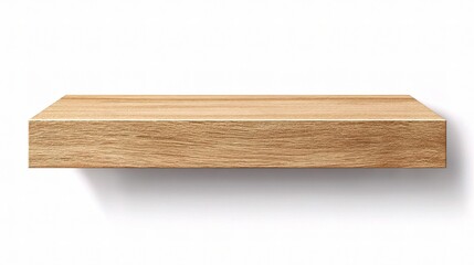 Elegant Wooden Floating Shelf Isolated on Transparent Background