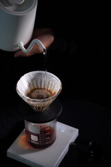 barista making v sixty coffee