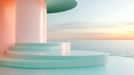 Pastel Sunset Ocean Display Stand.