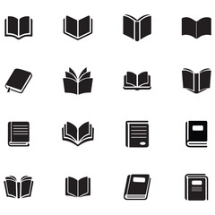 Open and close books silhouette vector illustration