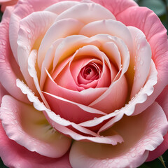 A delicate pink rose with intricate petals radiates softness and charm, captured in intimate detail for a romantic, soothing vibe 