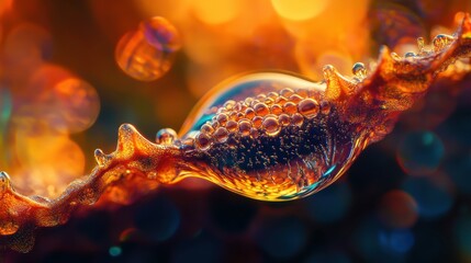 High-Detail Image of Honey Droplet at Comb Edge, Ultra-Sharp