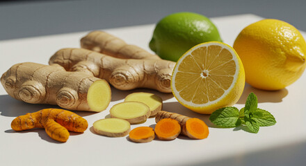 Fresh Ginger, Turmeric, and Galangal Roots