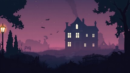 Haunted House with Night Landscape. (1)