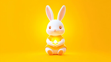 Obraz premium Cute white rabbit holding a light