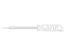 One continuous line drawing of screwdriver. single line illustration of screwdriver tool equipment. editable outline