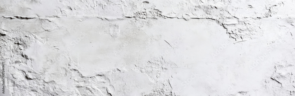 Aufkleber Textured white wall surface with cracks and uneven plaster, ideal for background or design projects.  High-resolution image perfect for digital use. : Generative AI