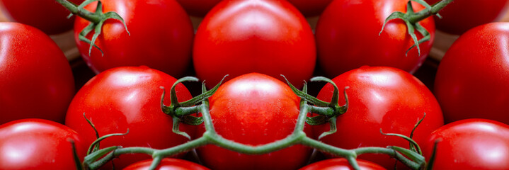 Freshly picked ripe tomatoes make a colorful display at the market © aviavlad