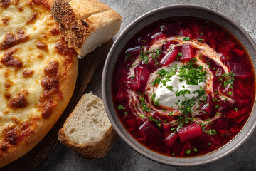 Borch, traditional Ukrainian food. AI Generative