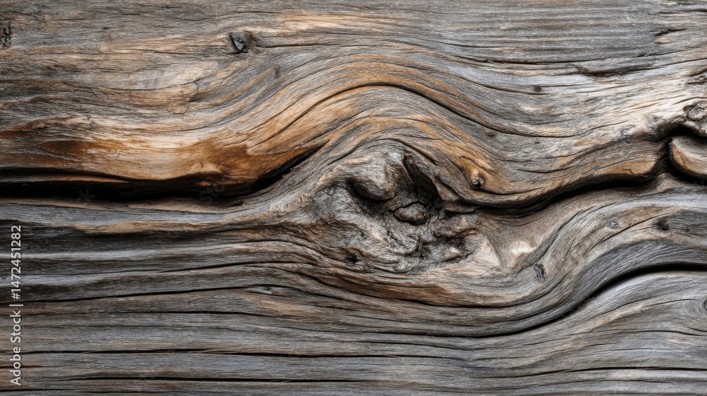 Leinwandbilder closeup of weathered wood grain showing intricate knots and swirling patterns, rich in brown and gra