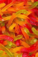 Juicy colorful jelly sweets. Gummy candies.