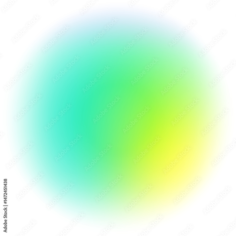 Poster gradient blurred circle shape. green colored fluid liquid element. soft light holographic element. r
