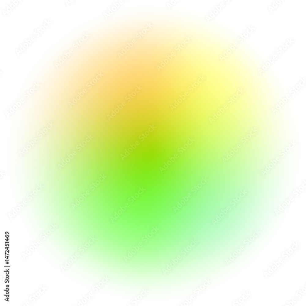 Poster gradient blurred circle shape. green colored fluid liquid element. soft light holographic element. r