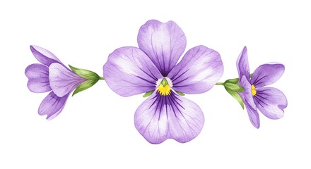 Obraz premium Purple pansies flower blossom botanical illustration