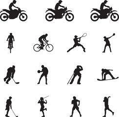 Obraz premium Sport Silhouette SVG – All-Around Athletic Vector DesignFitness & Training SVG – Clipart for Active Lifestyle ProjectsAthlete Vector Bundle – Perfect for Team Sports & Solo EventsSports Activity