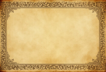 Ornate Vintage Floral Border on Aged Paper Background