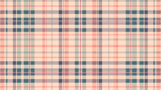 Symmetrical seamless pattern of madras plaid in beachy colors