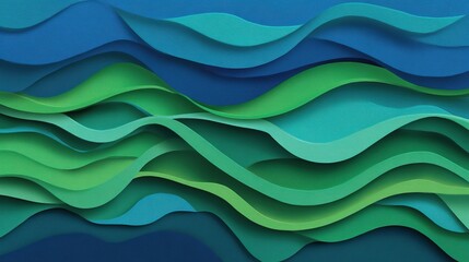 Fototapeta premium Abstract Overlapping Waves in Green and Blue Tones