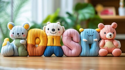 Colorful plush alphabet letters