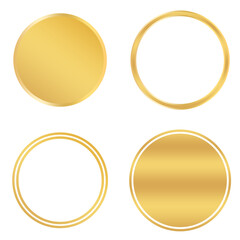 gold circle frame design transparent element png set of golden buttons