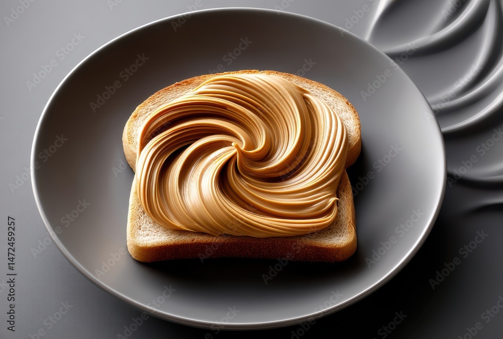 Poster smooth and creamy spread swirled on a slice of toast in an artistic arrangement for culinary and foo
