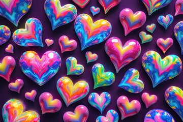 Naklejka premium Beautiful colorful hearts abstract pattern creative design for valentine's day or love concepts
