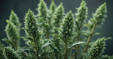 Dense, frosty Jack Herrer buds, vibrant green hues, cannabis,  weed