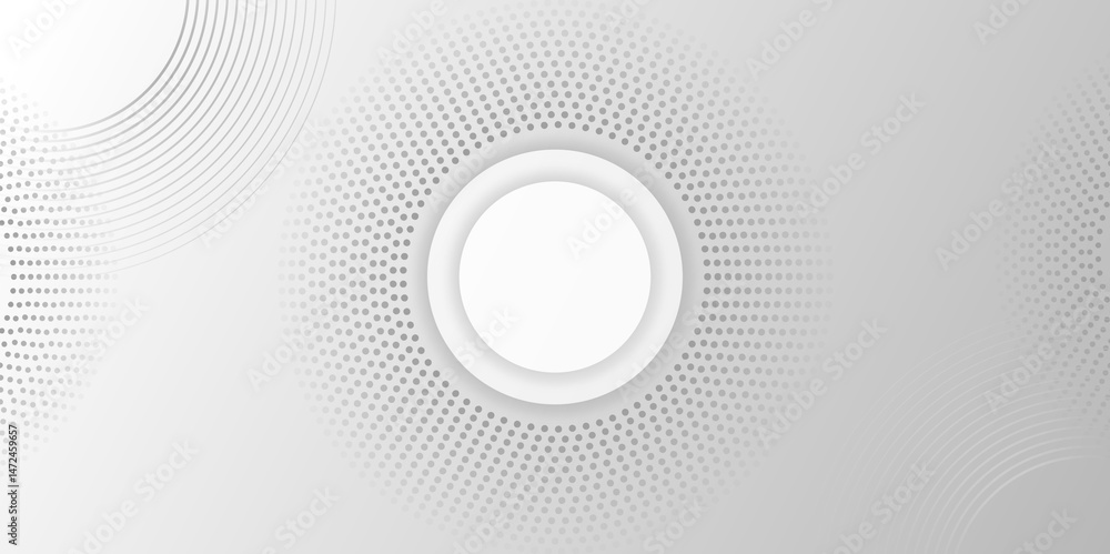Poster gray and white abstract background with halftone circle dotted. modern abstract background circle po