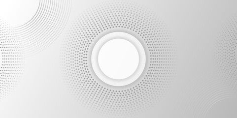 Gray and white abstract background with halftone circle dotted. modern abstract background circle Polika dot Pattern. graphic design element circles artistic, for poster, cover, banner. vector.