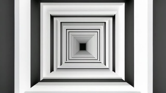 Geometric Tunnel with Concentric Rectangles Creating Optical Illusion