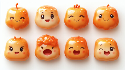 Fototapeta premium Cute cartoon orange food characters