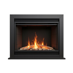 Modern fireplace with flickering flames.