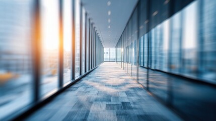 Modern Abstract Corridor with Blurred Perspective in Office Building